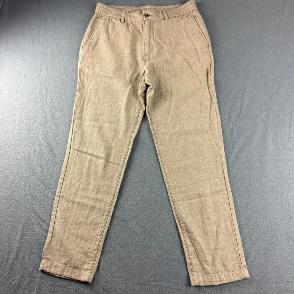 Banana Republic Linen Pants Men's 30x32 (Fits 30x29) Brown Drawstring Athletic
